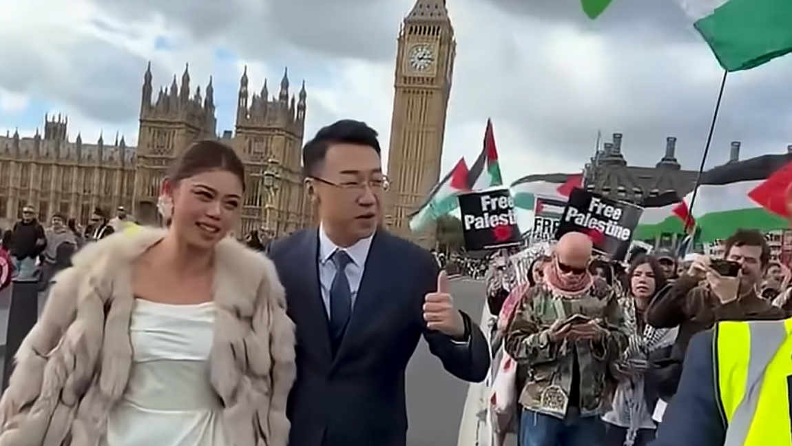 The wedding couple who broke the 'Palestine hate march' myth